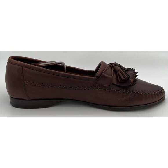 Santoni Italy Handmade Stitched Brown Leather Kiltie Tassell Loafers Men Size 9D - Picture 6 of 11